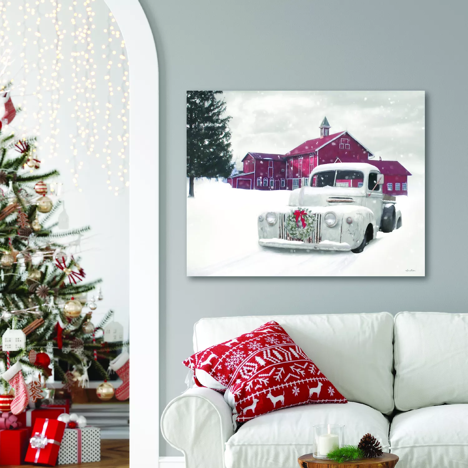 COURTSIDE MARKET Grand Barn In Winter Canvas Wall Art