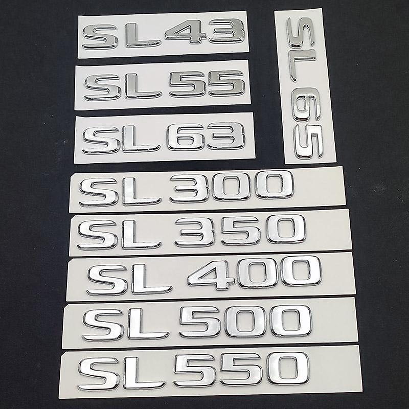 3d Abs Letters Car Trunk Badge Sl 43 55 63 65 300 350 400 450 500 550 Emblem Logo For Mercedes Sl R230 R290 R231 Car Accessories