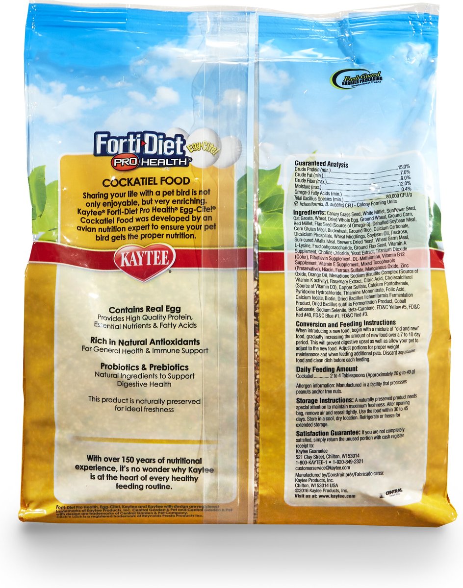 Kaytee Egg-Cite! Forti-Diet Pro Health Cockatiel Food