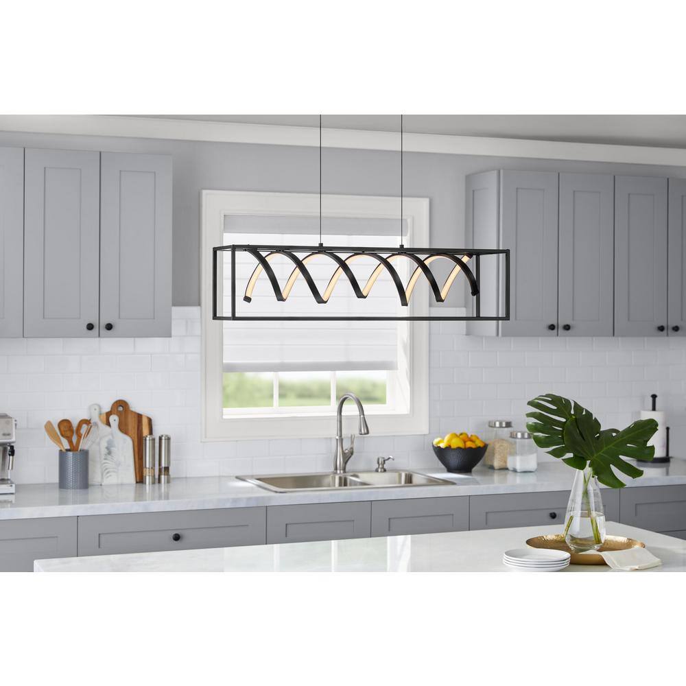 Hampton Bay Masena 36-Watt Matte Black Integrated LED Linear Chandelier HD5517A