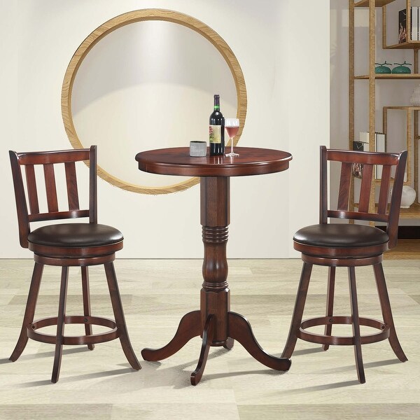 Costway Set of 2 25'' Swivel Bar stool Leather Padded Dining Kitchen - 23.5''x 23.5''x 38.5''(W x D x H)