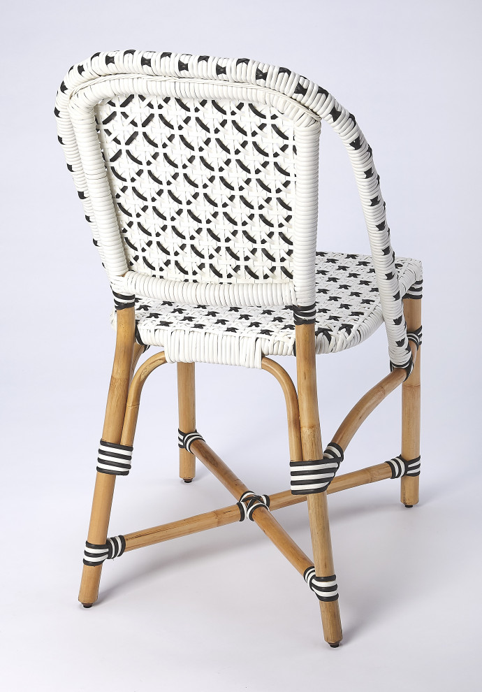 Tenor White  ampBlack Rattan Side Chair  5398295   Tropical   Dining Chairs   by PARMA HOME  Houzz