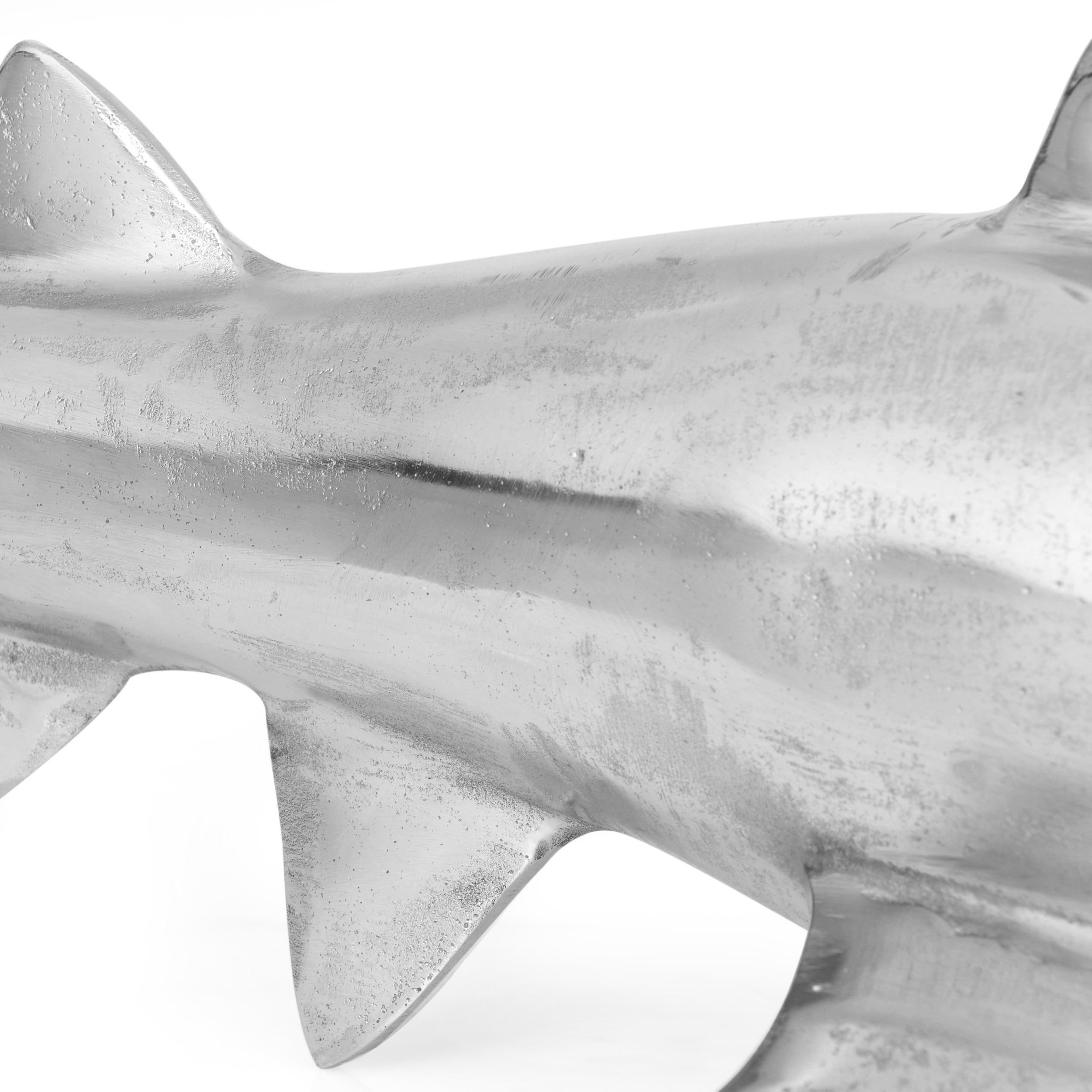 Castalia Handcrafted Aluminum Shark Figurines, Set of 2, Raw Nickel