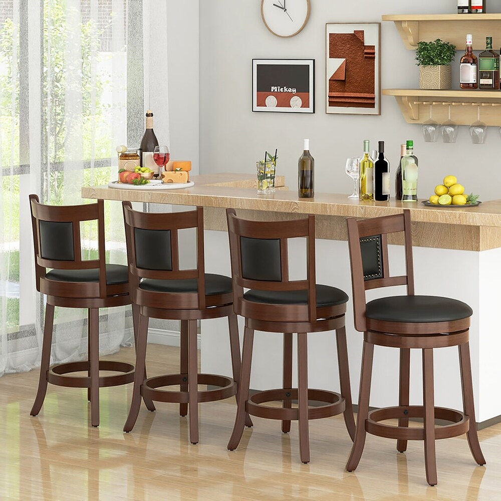 Gymax 25.5'' Swivel Bar Stool Set of 4 Counter Height Bar Stools