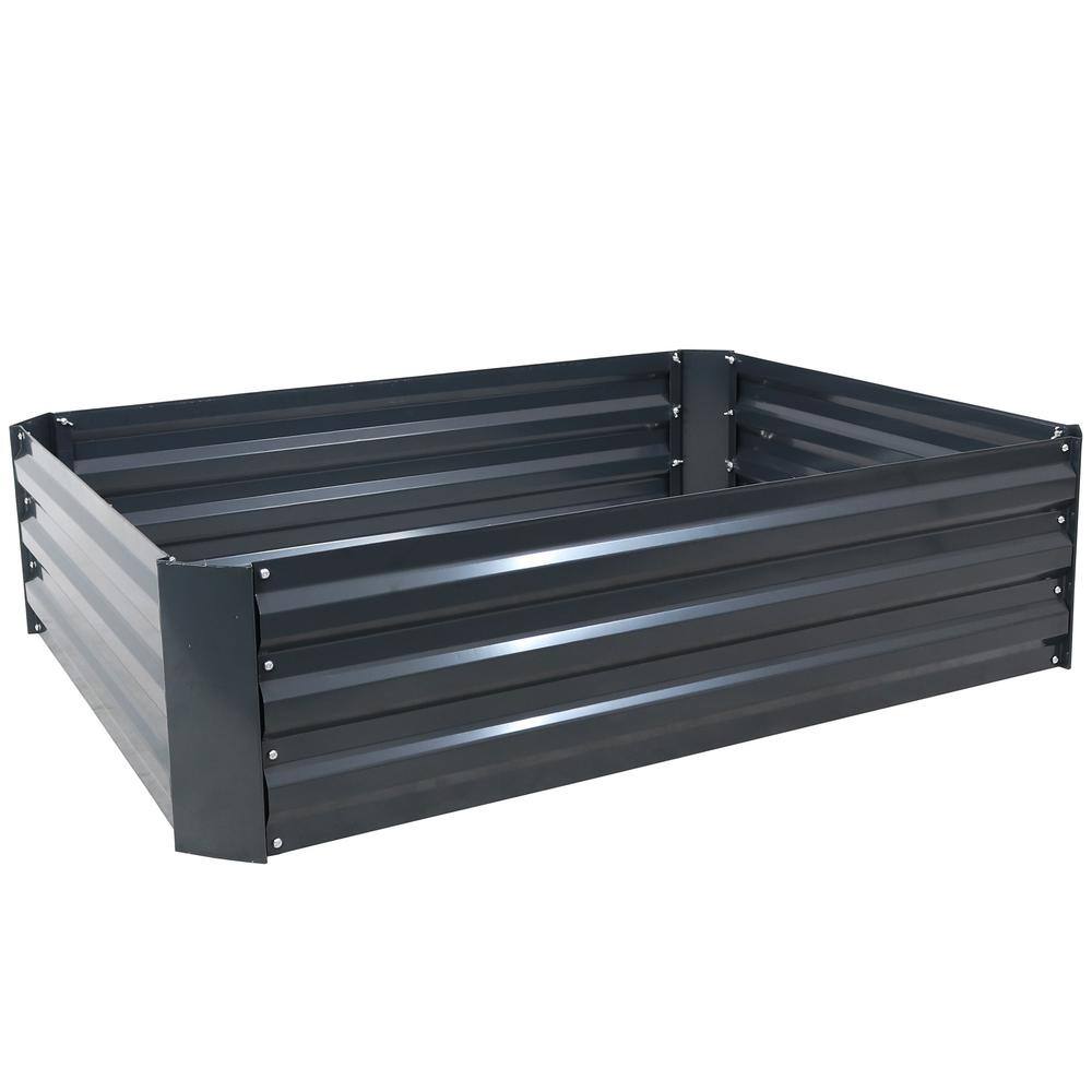 Sunnydaze Decor 47 in. Rectangle Dark Gray Galvanized Steel Raised Garden Bed HB-420