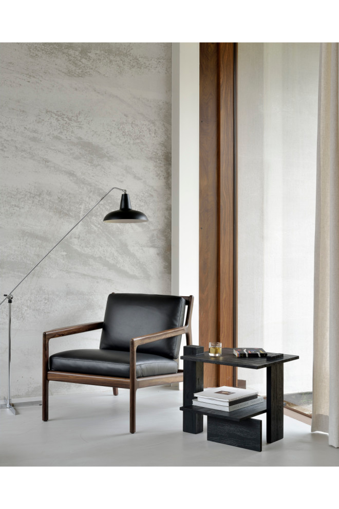 Black Teak Architectural Side Table  OROA Abstract   Transitional   Side Tables And End Tables   by Oroa   Distinctive Furniture  Houzz