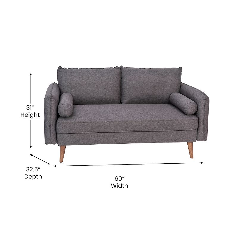 Flash Furniture Evie Mid-Century Modern Tapered Leg Loveseat Sofa