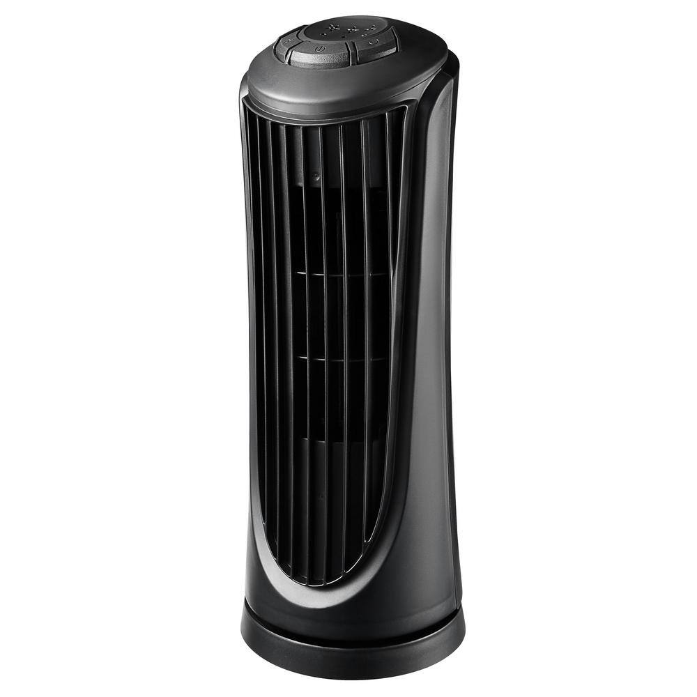 Hampton Bay 14 in. Desktop Oscillating Tower Fan in Black FZ-2D