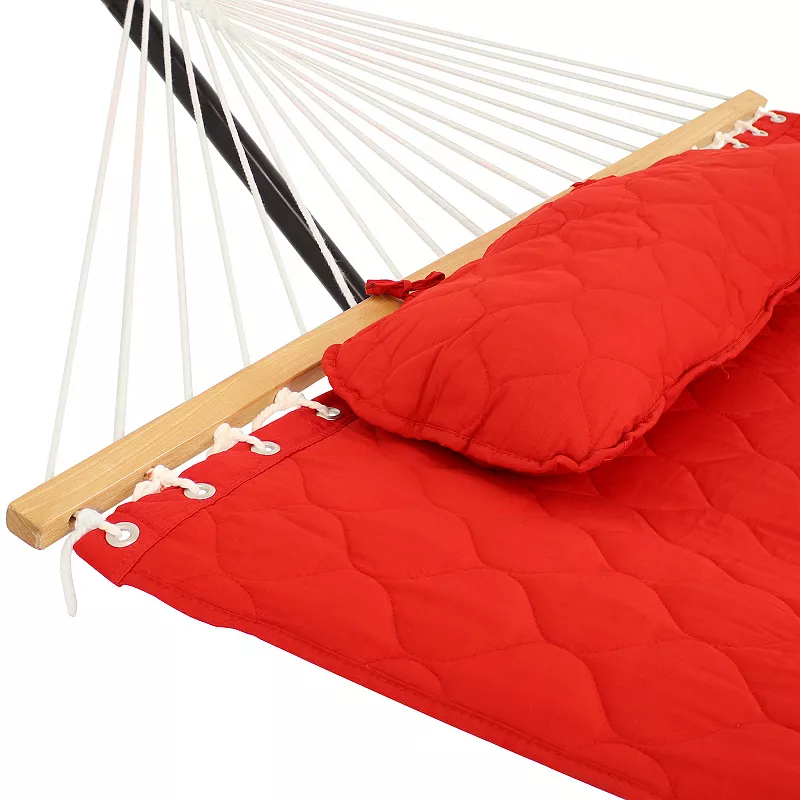 Sunnydaze 2-person Quilted Hammock With 12' Steel Stand