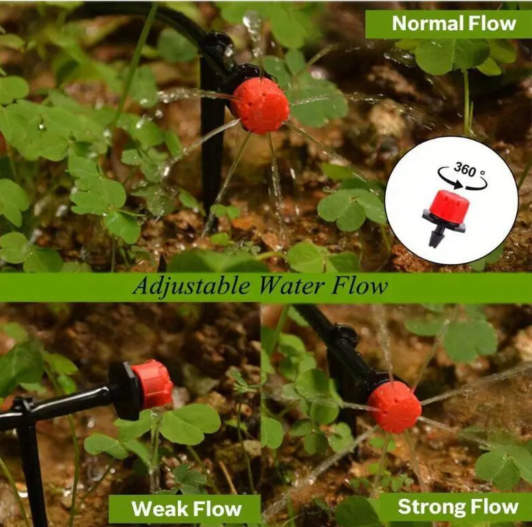 1/4Inch Adjustable Micro Drip Irrigation System Watering Sprinklers Anti Clogging Emitter Dripper Red Garden Supplies