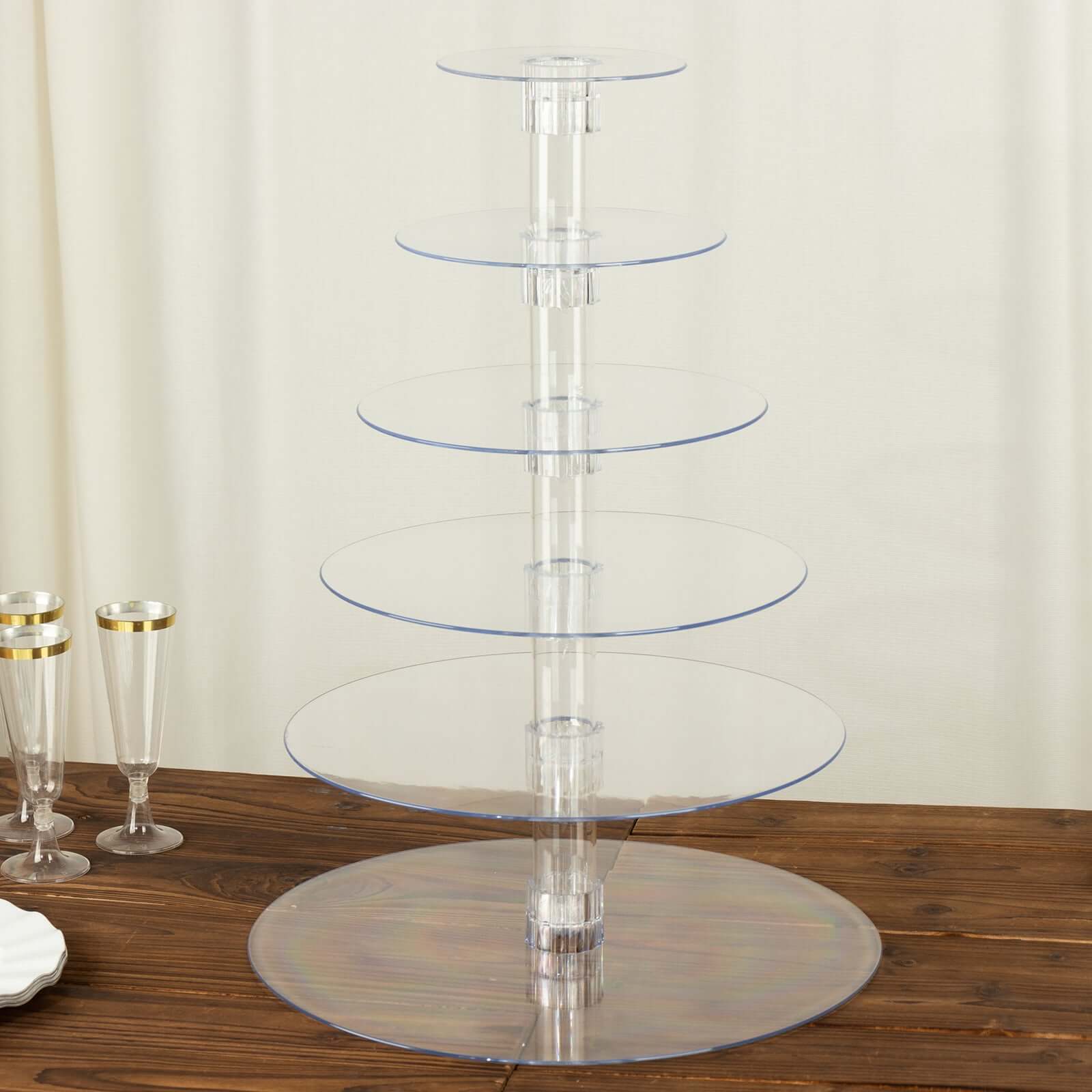 6-Tier Clear Heavy Duty Round Acrylic Cake Stand, Cupcake Tower Dessert Holder Display Stand with Film Sheets - 22