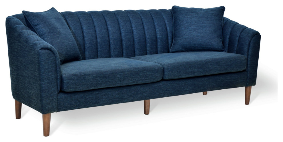 Contemporary Sofa  Cushioned Seat  ampRounded Back With Channel Tufting   Midcentury   Sofas   by Decorn  Houzz