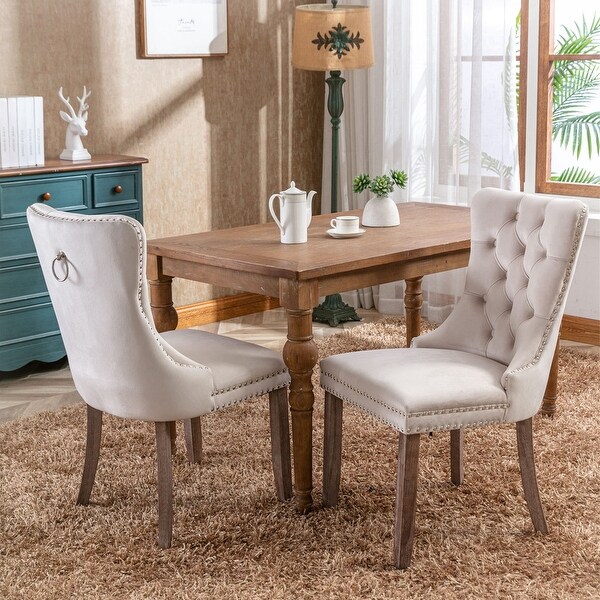 2Pcs High-end Tufted Velvet Dining Chair