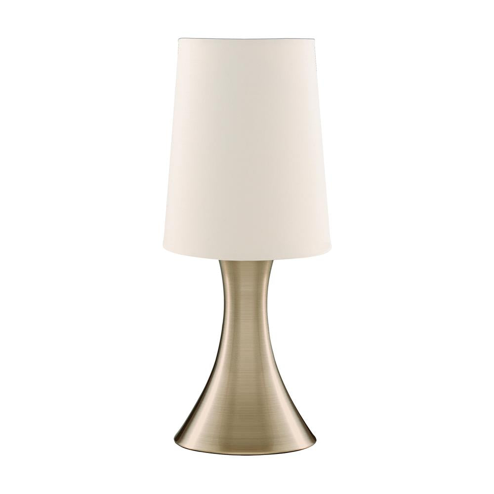 Searchlight 3922AB Antique Brass Modern Touch Table Lamp with White Shade