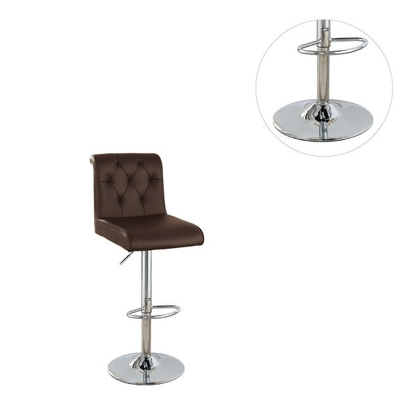 Set of 2 Faux Leather Adjustable Barstool