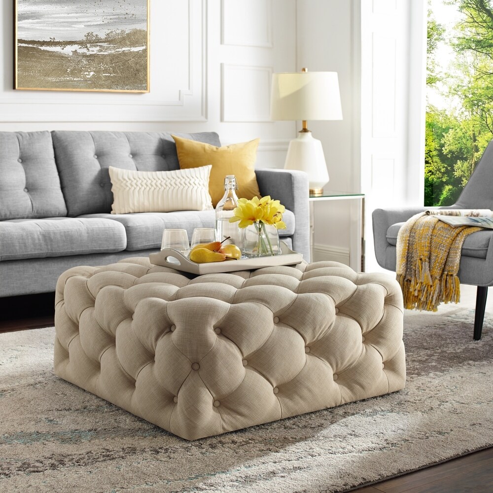 Gordon Diamond Tufted Square Shape Cocktail Ottoman