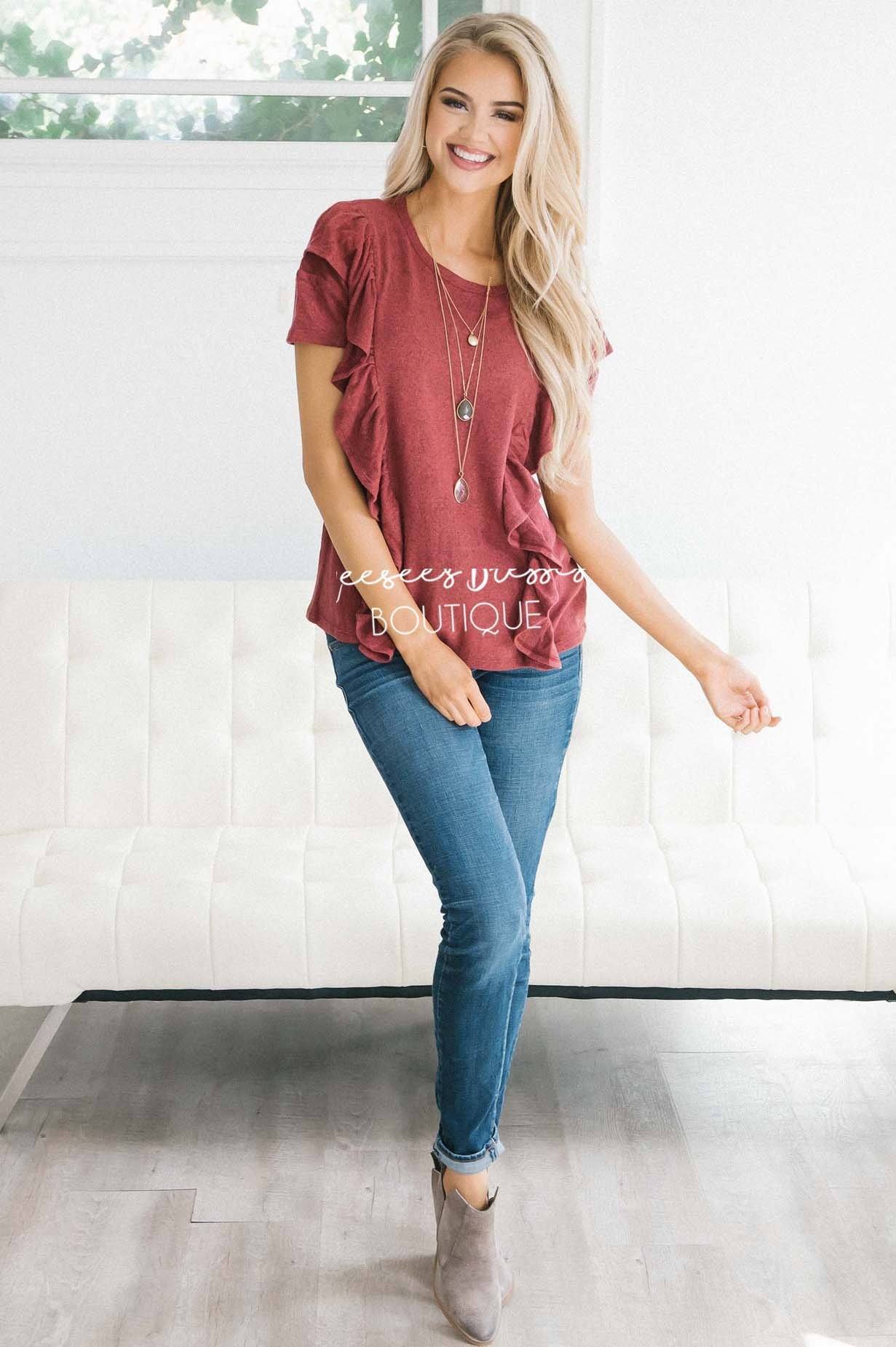 Side Ruffle Cozy Fall Top