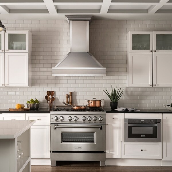 ZLINE Designer Series Wall Mount Range Hood in Fingerprint Resistant Stainless Steel with Mirror Accents