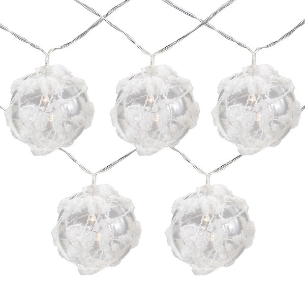 10 B/O LED white Clear Round Ball Christmas Lights 4.75' Clear Wire