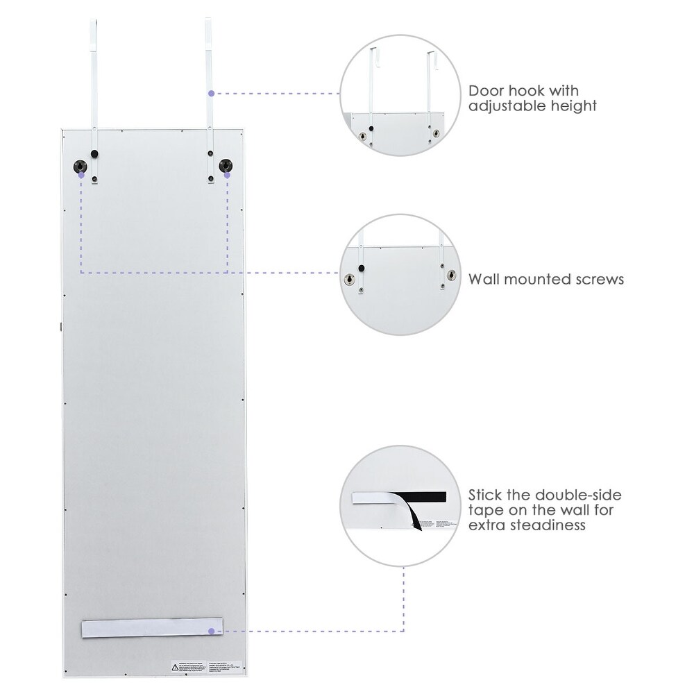 Costway Wall Mount Mirrored Jewelry Cabinet Organizer w/LED Lights