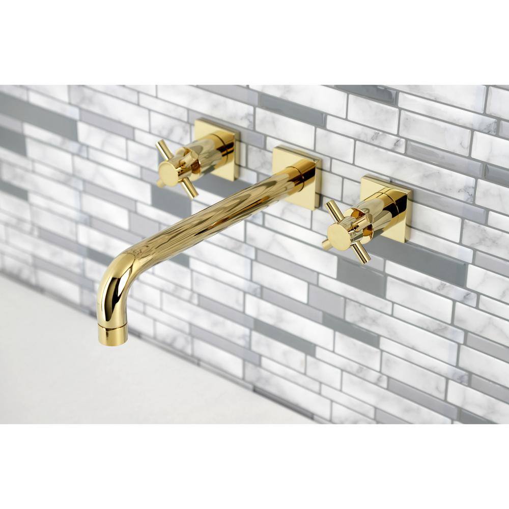 Kingston Brass Concord 2-Handle Wall-Mount Roman Tub Faucet in Polished Brass (Valve Included) HKS6022DX