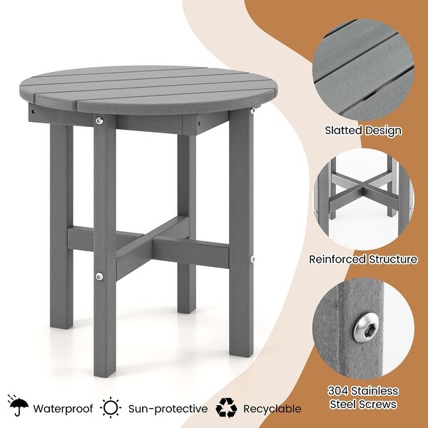 Costway Patio 18'' Adirondack Round Side Table All Weather HDPE End