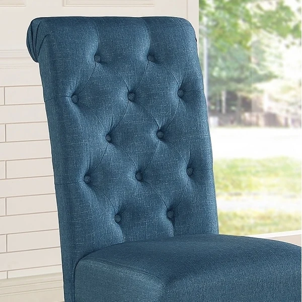 Leviton Solid Wood Tufted Asons Dining Chair (Set of 2), Blue