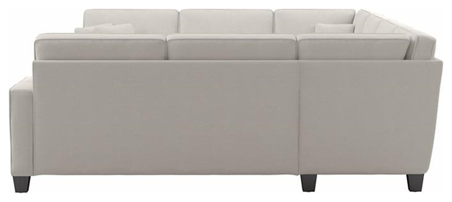 Stockton 125W U Shaped Sectional Couch in Light Beige Microsuede   Sectional Sofas   by Homesquare  Houzz