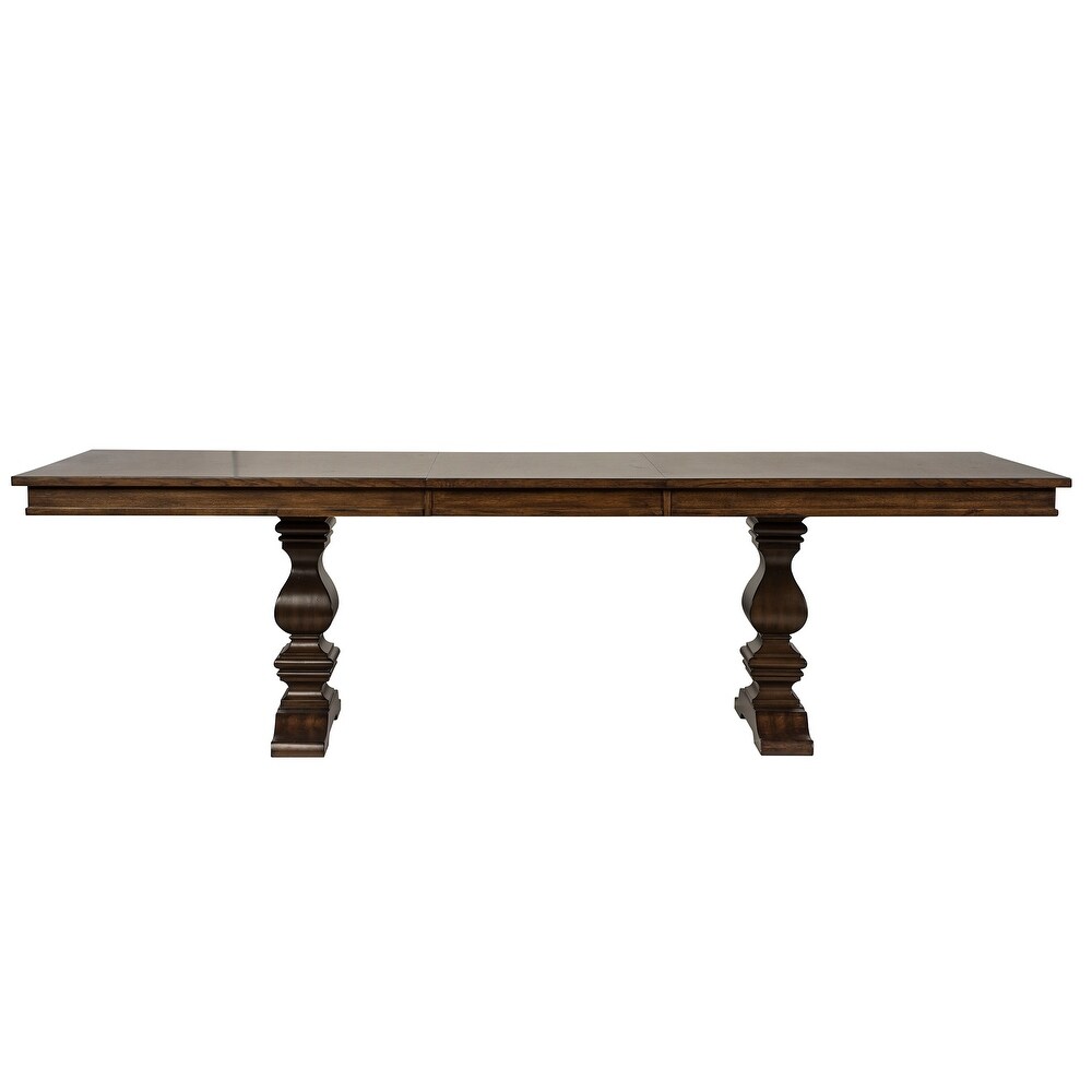 Armand Antique Brownstone 7 Piece Trestle Table Set