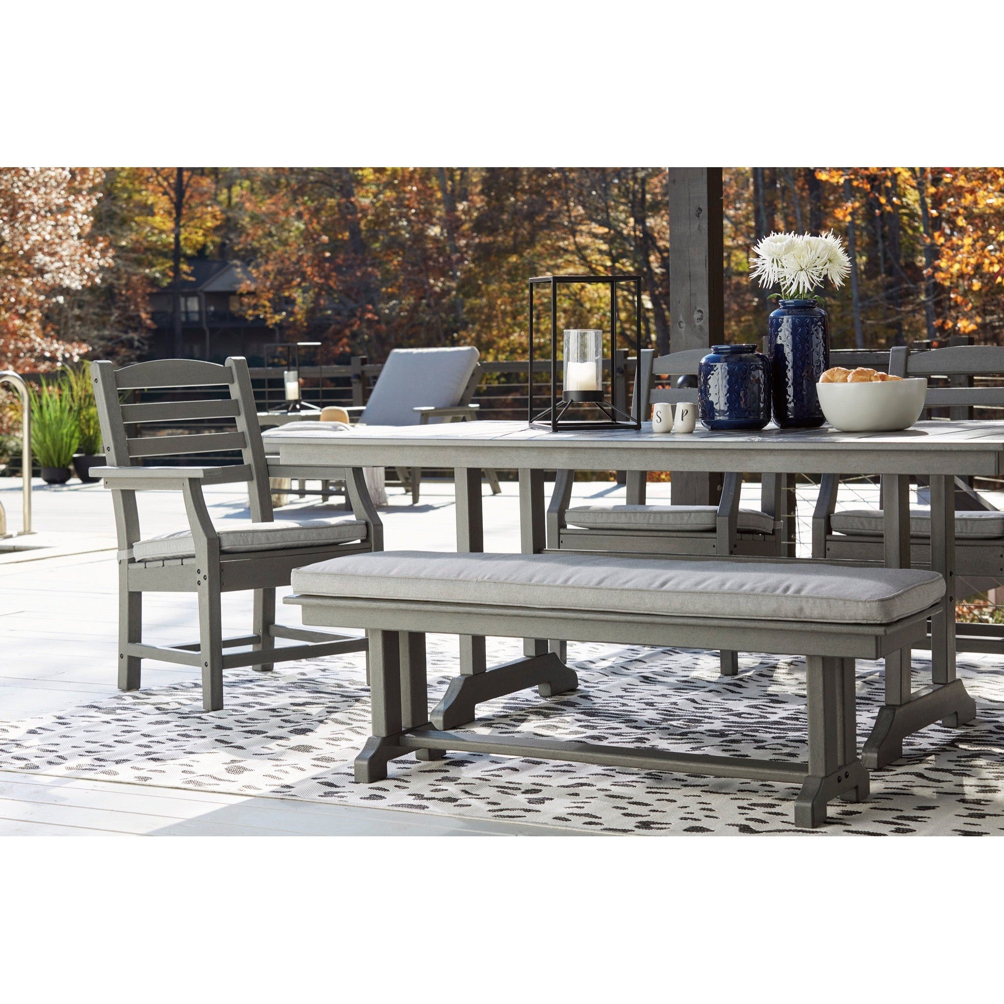 Poly Grey 6pc Outdoor Dining Set with Bench