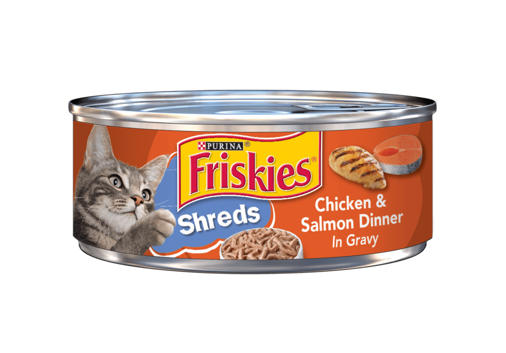 Friskies Savory Shreds Chicken And Salmon Dinner In Gravy Canned Cat F