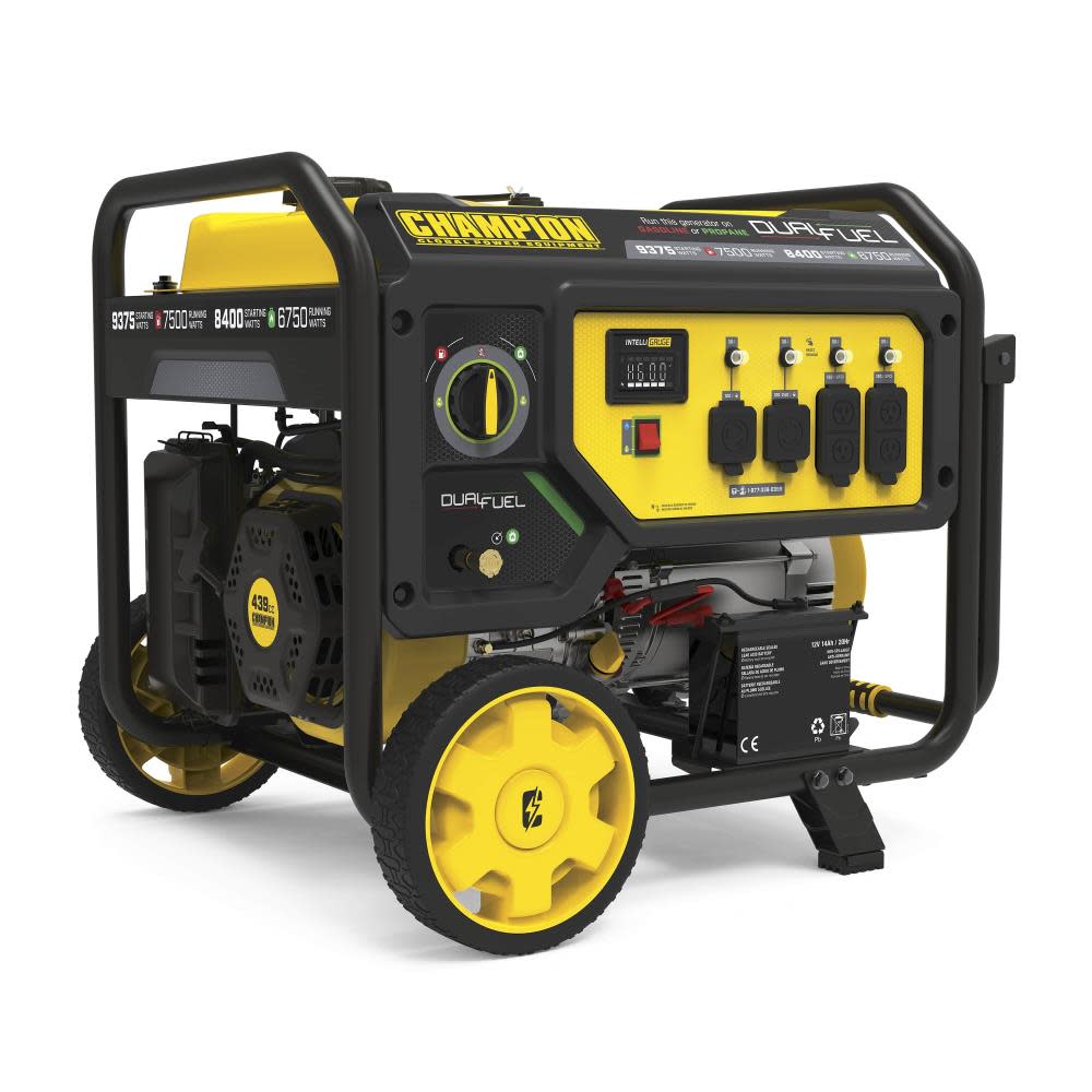 Champion 7500 Watt Dual Fuel Portable Generator with Electric Start ;