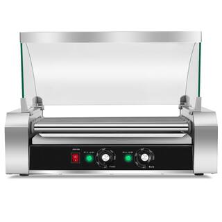 Costway 174 sq.in. Silver Stainless steel Roller Grill Cooker Machine wCover (7 Roller Grill) EP19235