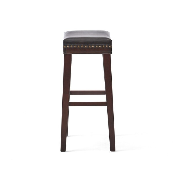 Kimi Contemporary Upholstered Saddle Barstool with Nailhead Trim (Set of 2) by Christopher Knight Home