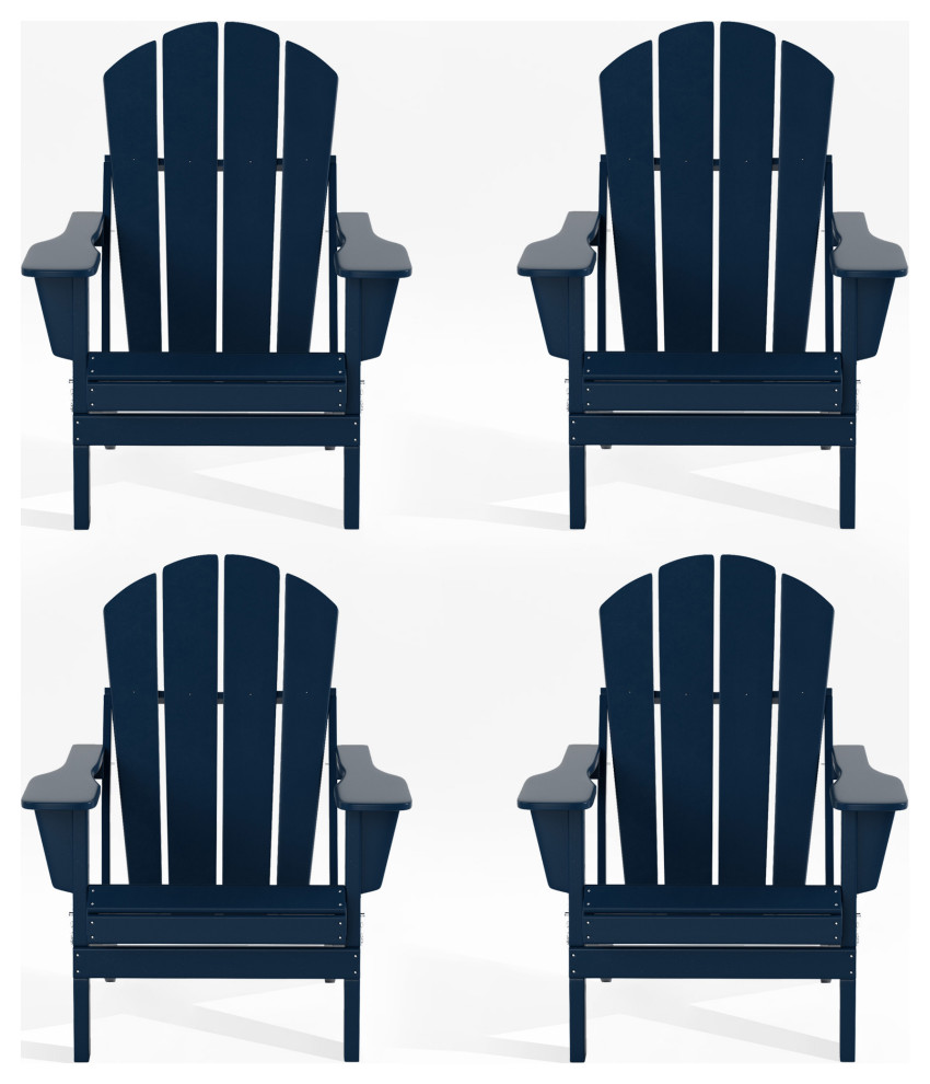 WestinTrends 4PC Outdoor Patio Folding Adirondack Chair Set  Fire Pit Chairs   Transitional   Outdoor Lounge Sets   by WestinTrends  Houzz