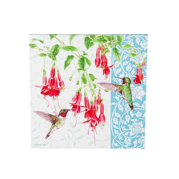 Evergreen Fuchsia And Hummingbird 24 X 24 Inches Outdoor Canvas