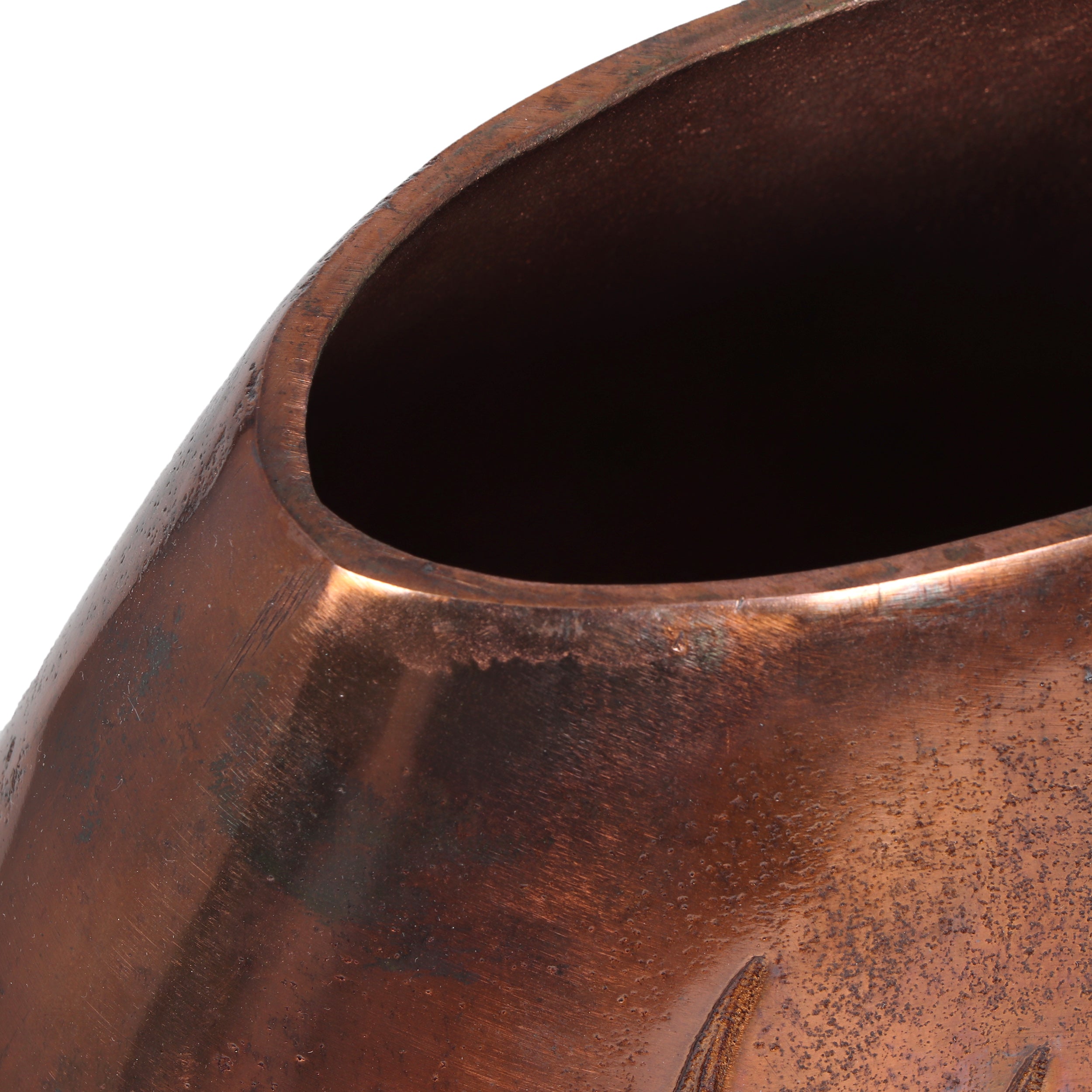 Jolson Handmade Aluminum Flat Vase, Burnt Copper