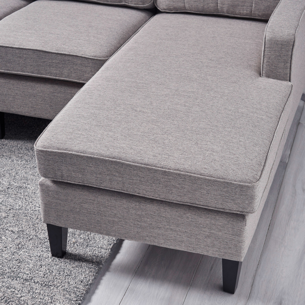 Jean Modern Fabric Chaise Sectional  Light Gray   Transitional   Sectional Sofas   by GDFStudio  Houzz