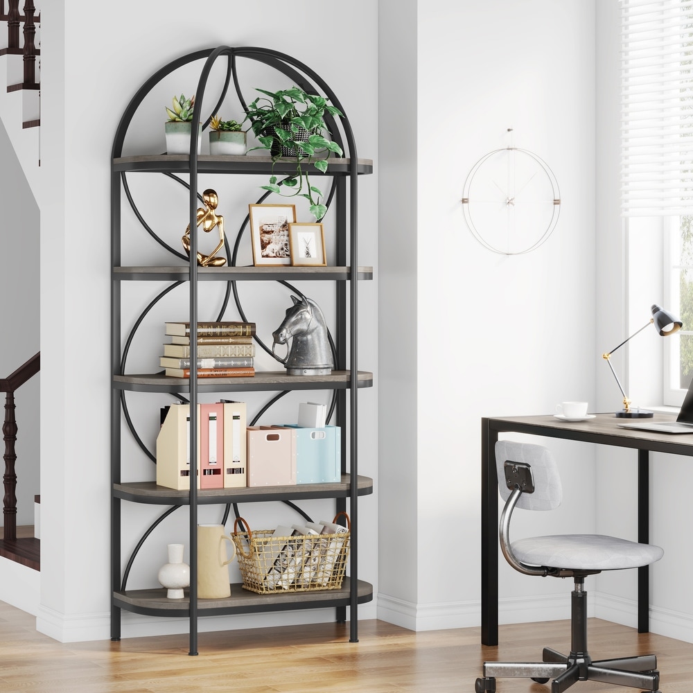 74 Inches Tall Etagere Bookcase Bookshelf Narrow Tall Display Shelf