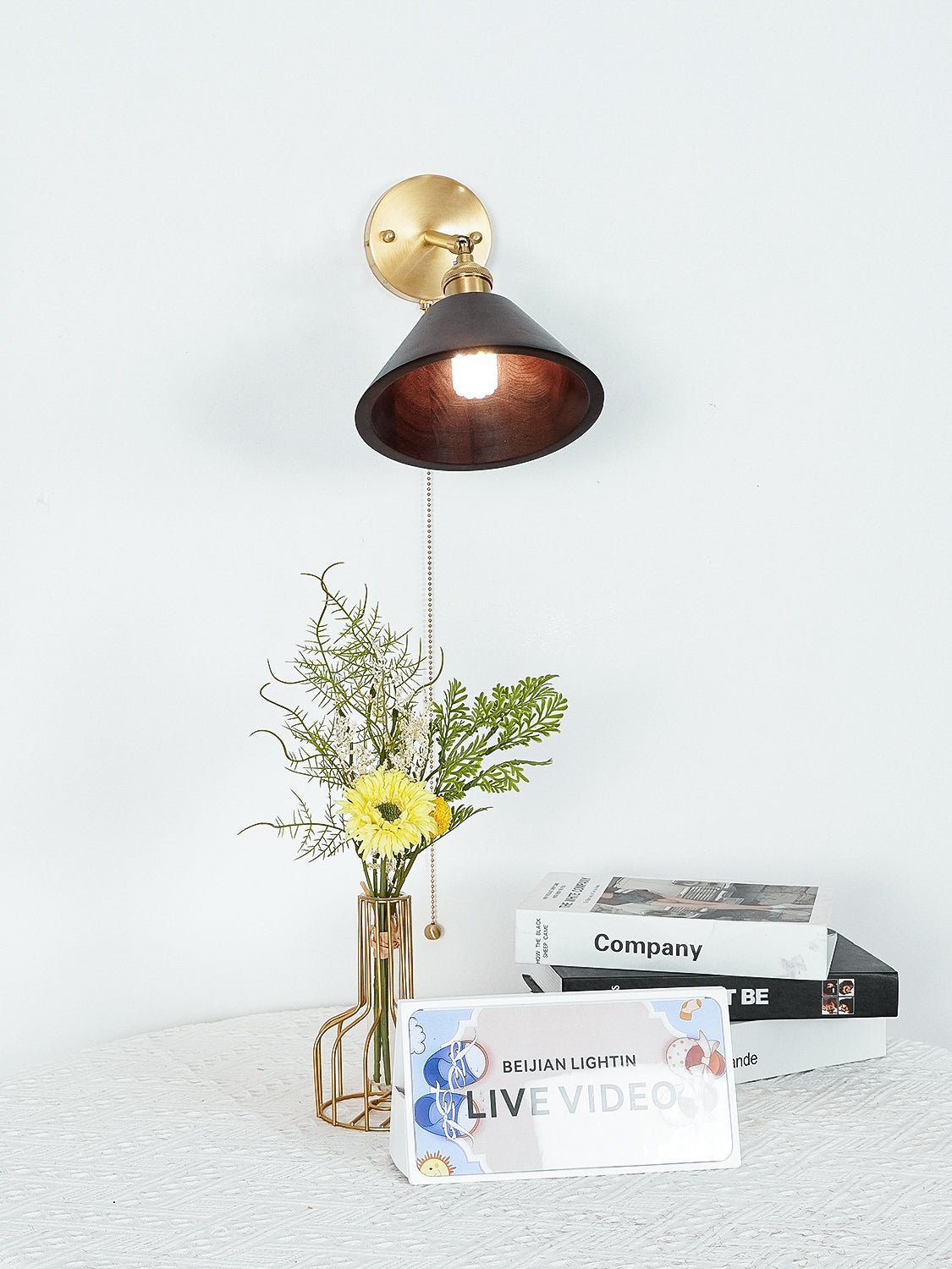 Vintage Wood Plug-in Wall Lamp