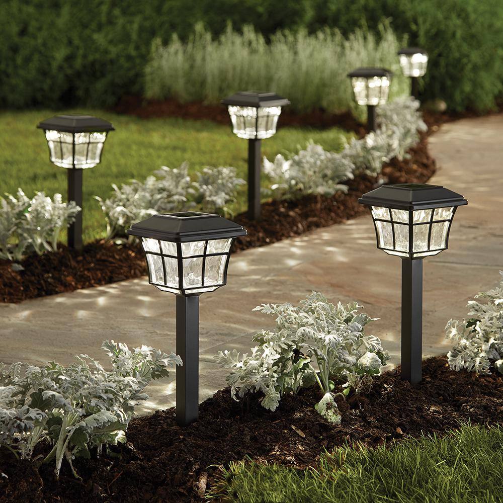 Hampton Bay Grant Solar 10 Lumens Dark Bronze Outdoor Integrated LED 3000K Warm White Landscape Path Light (6-Pack) 84101