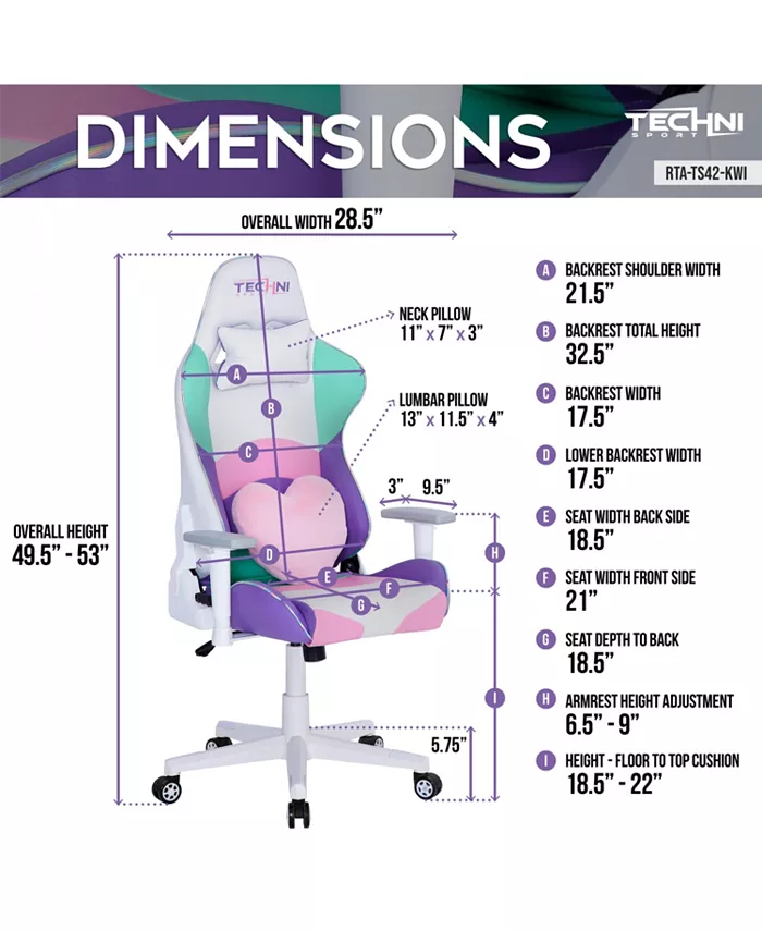 RTA Products Techni Sport PC Pink Gaming Chair