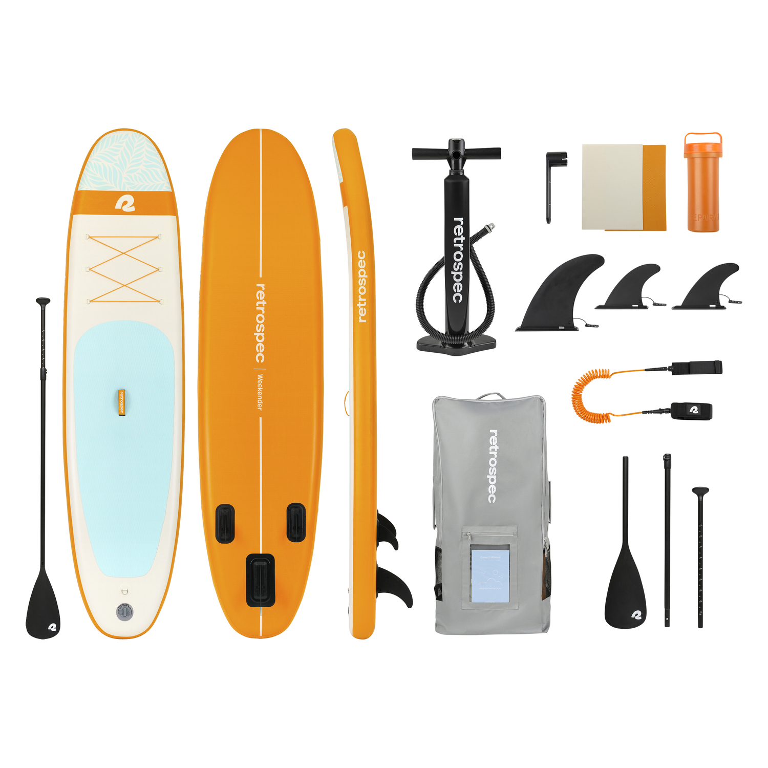 Retrospec Weekender PVC Inflatable Creamsicle Paddleboard 30 in. H X 6 in. W X 10 ft. L