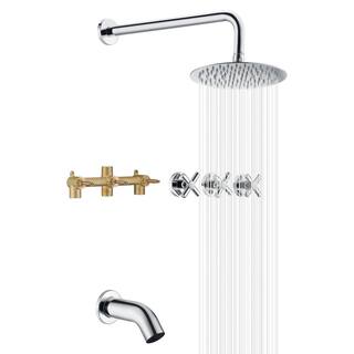 SUMERAIN Contemporary Triple Handle 1-Spray Tub and Shower Faucet 7.92 GPM in Chrome (Valve Included) S3231CI-HD