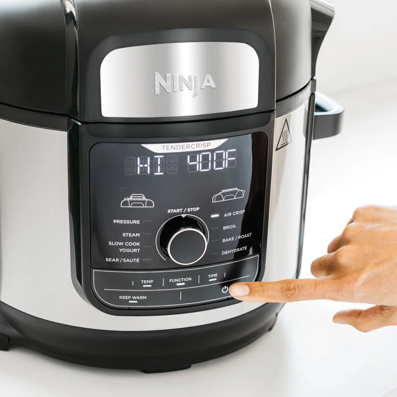 Ninja FD402 Stainless Ste Foodi 8qt. 9-in-1 Deluxe XL Pressure Cooker and Air Fryer-Stainless Steel/Black