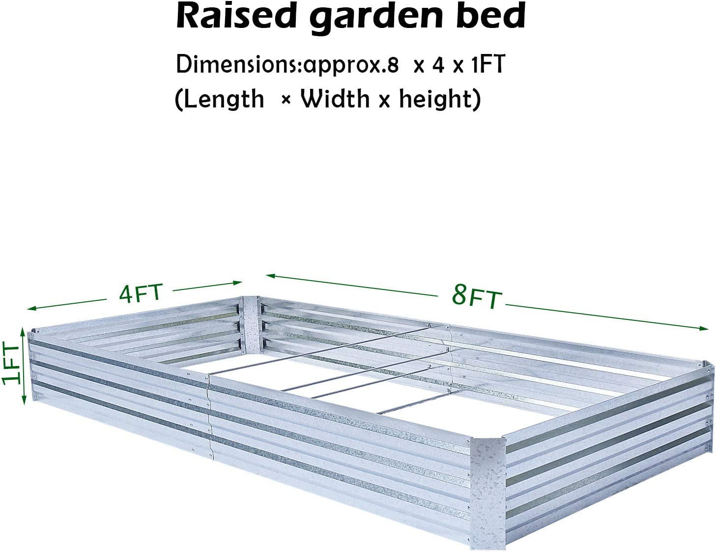 FOYUEE Galvanized Raised Garden Beds, 8x4x1ft, for Vegetables Large Metal Planter Box Steel Kit Flower Herb Flowers