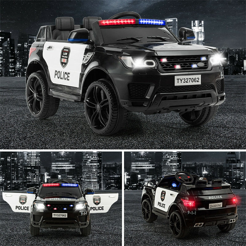 Kids Ride On Police Car 12V Battery Powered Electric Riding Toy Truck Car with LED Siren Flashing Light