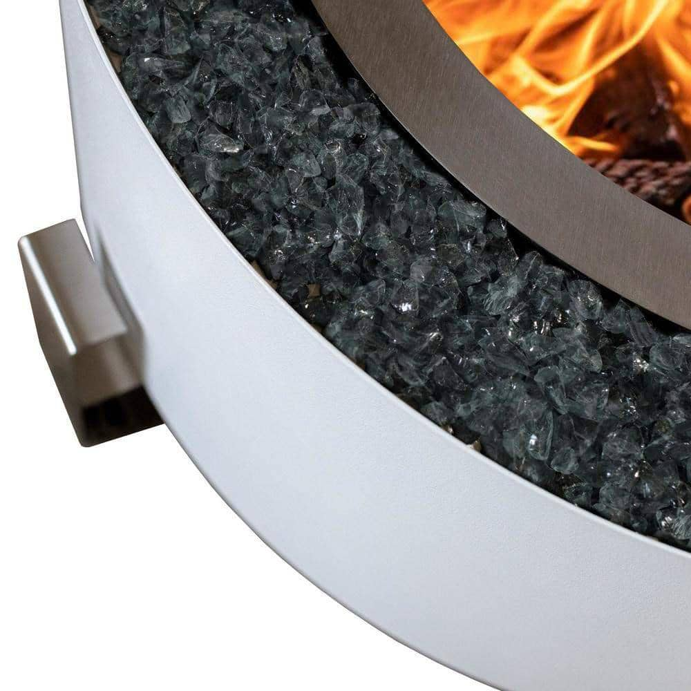 Breeo Luxeve White River with Gray Glass Outdoor Smokeless Fire Pit BR-LE24-WRGR