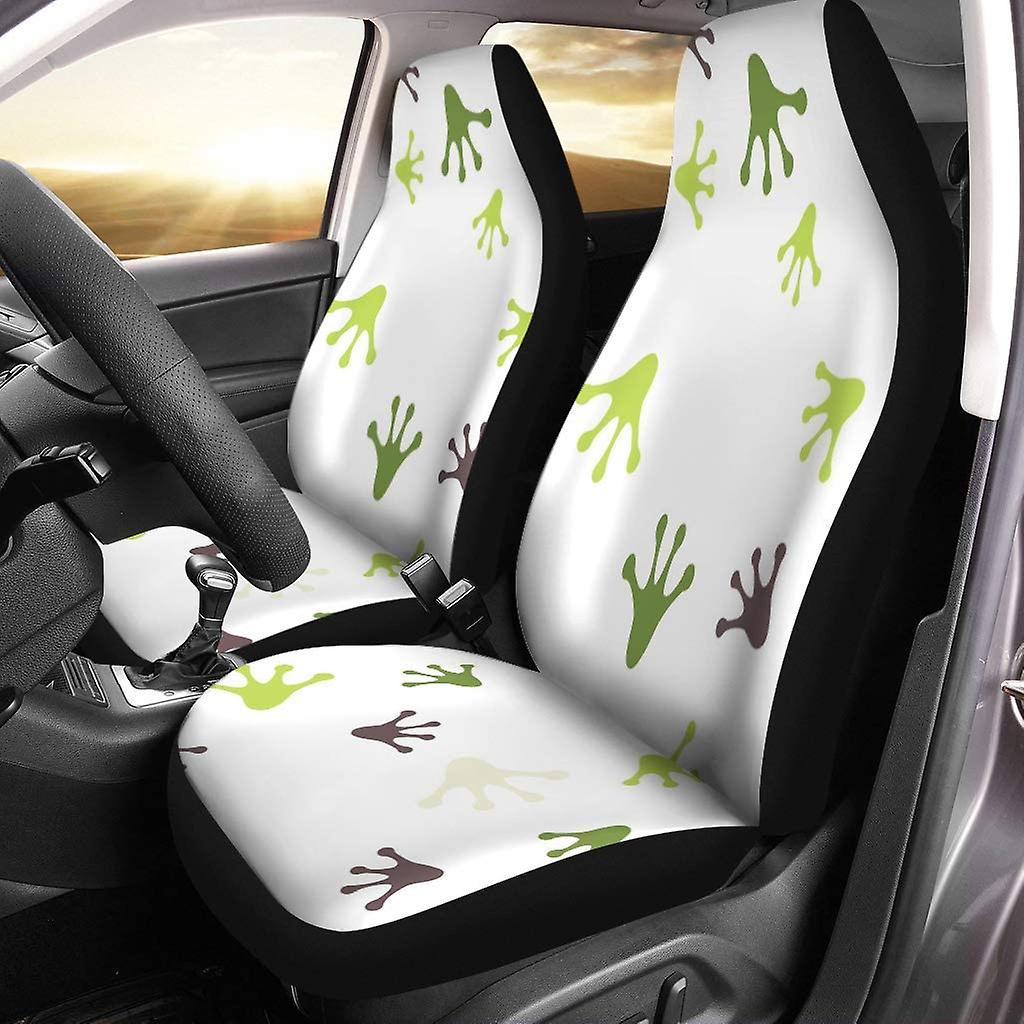 Set Of 2 Car Seat Covers Frog Footprints Universal Auto Front Seats Protector Fits For Car，suv Sedan，truck