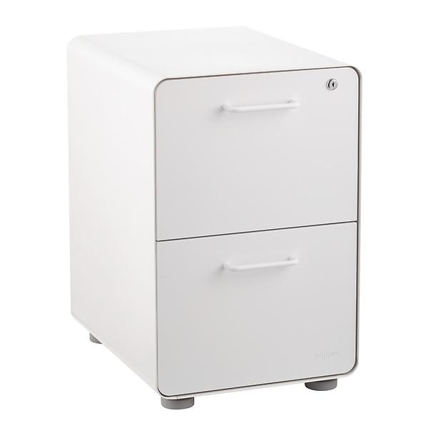 Poppin White 2Drawer Stow Locking Filing Cabinet